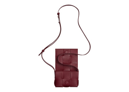 Bottega Veneta Candy Cassette Crossbody Bag Mini Intreccio Bordeaux