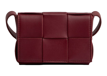Bottega Veneta Candy Cassette Crossbody Bag Mini Intreccio Bordeaux