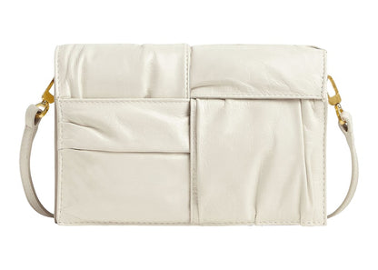 Bottega Veneta Cassette Crossbody Bag Mini Foulard Intreccio White