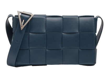 Bottega Veneta Cassette Intreccio Crossbody Bag Deep Blue/Pale Blue