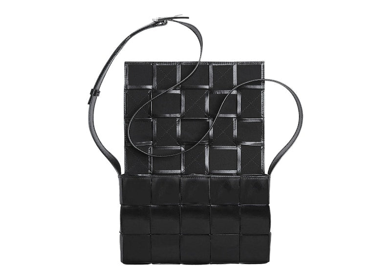 Bottega Veneta Cassette Intreccio Crossbody Bag Medium Black