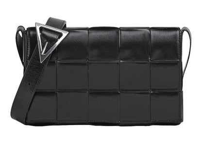 Bottega Veneta Cassette Intreccio Crossbody Bag Medium Black