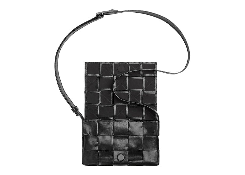 Bottega Veneta Cassette Intreccio Crossbody Bag Small Black