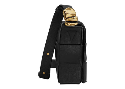 Bottega Veneta Cassette Intreccio Grained Leather Black