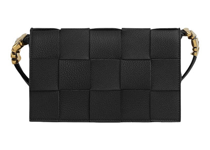 Bottega Veneta Cassette Intreccio Grained Leather Black