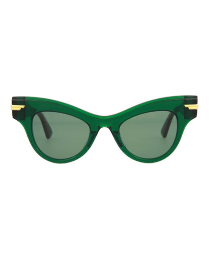 Bottega Veneta Cat Eye-Frame Acetate Sunglasses Green/Green/Green (BV1004S-30007851-005)