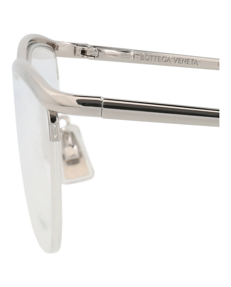 Bottega Veneta Cat Eye-Frame Metal Optical Frames Silver Silver Transparent (BV1132O-30011518-002)