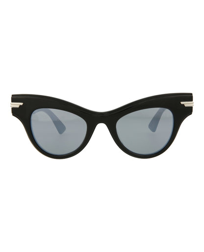 Bottega Veneta Cat Eye Sunglasses Black/Black/Silver (BV1004S-30007851-006)