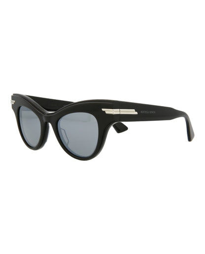 Bottega Veneta Cat Eye Sunglasses Black/Black/Silver (BV1004S-30007851-006)