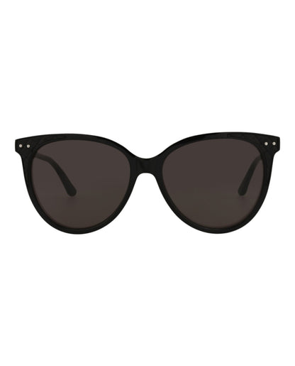 Bottega Veneta Cat Eye Sunglasses Shiny Black Black Leather (BV0119S-30001112-001)