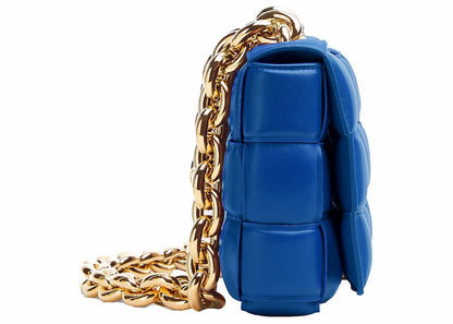 Bottega Veneta Chain Cassette Padded Intreccio Shoulder Bag Cobalt