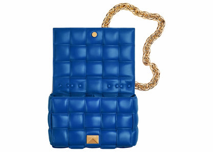 Bottega Veneta Chain Cassette Padded Intreccio Shoulder Bag Cobalt