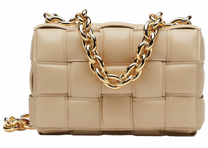 Bottega Veneta Chain Cassette Padded Intreccio Shoulder Bag Porridge