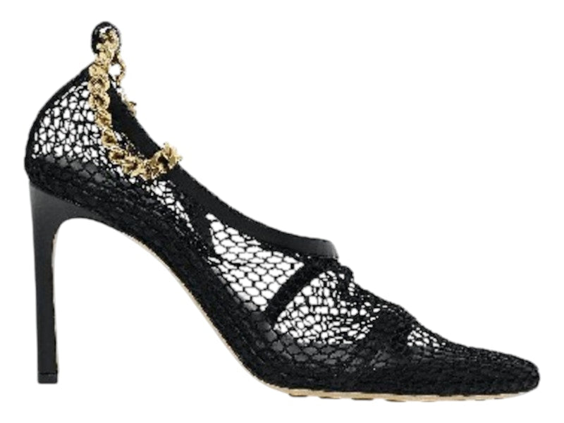 Bottega Veneta Chain-Trimmed Mesh Sandals Black Gold (Women's)
