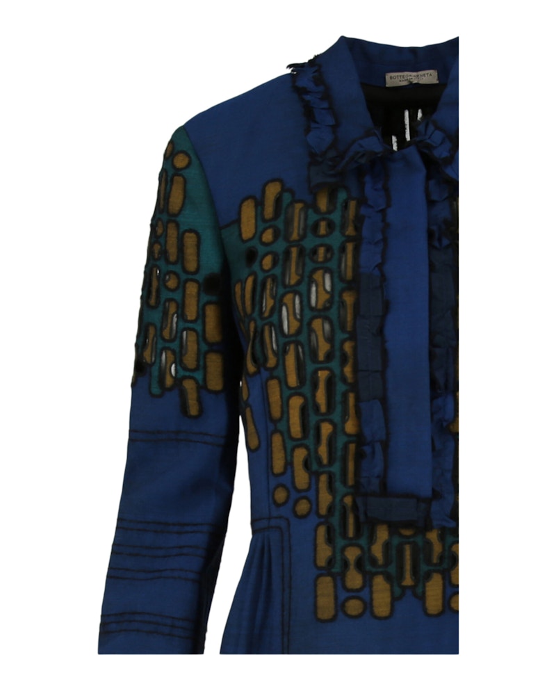 Bottega Veneta Collared Pattern Dress Bluette