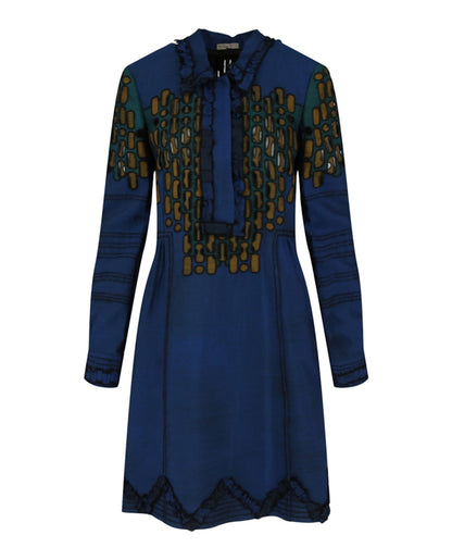 Bottega Veneta Collared Pattern Dress Bluette