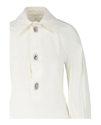 Bottega Veneta Collared Shirt Dress Chalk