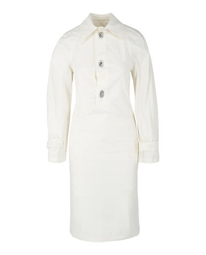 Bottega Veneta Collared Shirt Dress Chalk