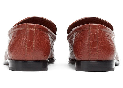 Bottega Veneta Croc-Effect Leather Loafer Brown