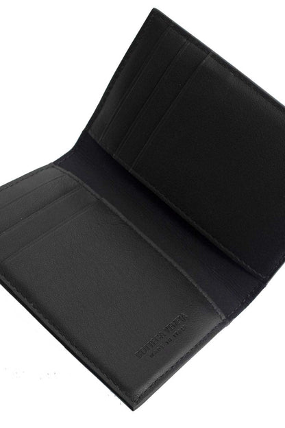 Bottega Veneta Elastic Band Bi-fold Card Case Black / Green
