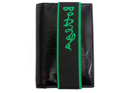 Bottega Veneta Elastic Band Bi-fold Card Case Black / Green