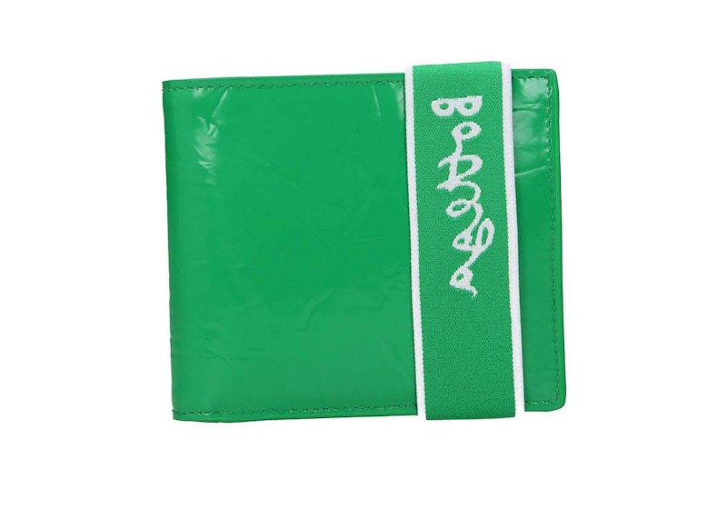 Bottega Veneta Elastic Band Bi-fold Wallet Green / White
