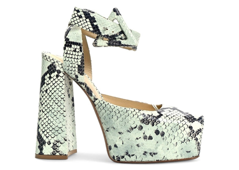 Bottega Veneta Faded Python Noir Tower Pumps Green Black (Women's)