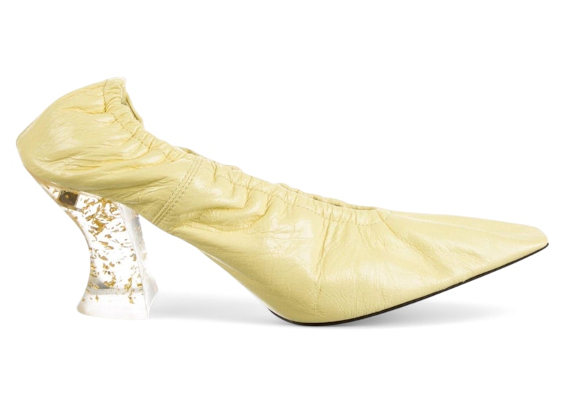 Bottega Veneta Glitter Heel Leather Pumps Yellow (Women's)