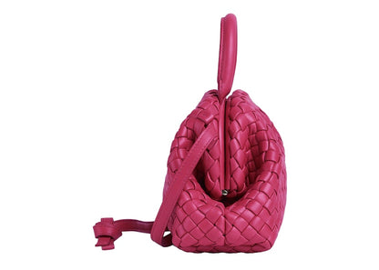 Bottega Veneta Handle Padded Intreccio Top Handle Mini Cranberry