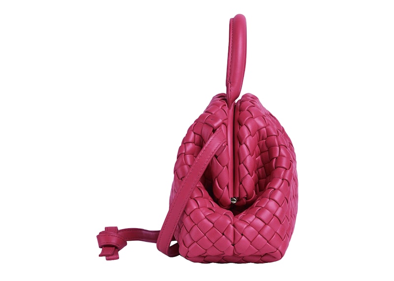 Bottega Veneta Handle Padded Intreccio Top Handle Mini Cranberry