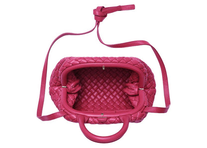 Bottega Veneta Handle Padded Intreccio Top Handle Mini Cranberry