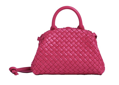 Bottega Veneta Handle Padded Intreccio Top Handle Mini Cranberry