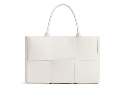 Bottega Veneta Intrecciato Arco Tote Medium White