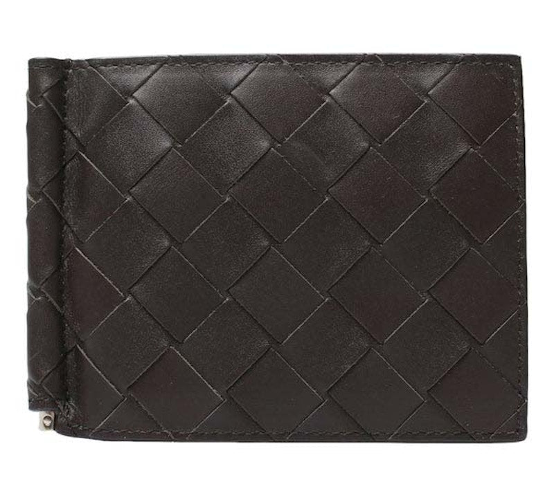 Bottega Veneta Intrecciato Bill Clip Wallet Brown/Teal