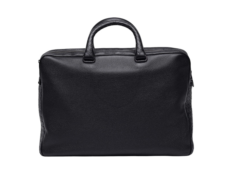 Bottega Veneta Intrecciato Braided Briefcase Black