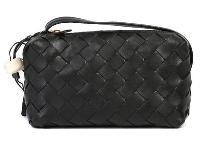 Bottega Veneta Intrecciato Crossbody Bag Gold-tone Black