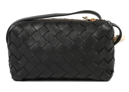 Bottega Veneta Intrecciato Crossbody Bag Gold-tone Black