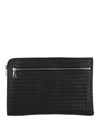 Bottega Veneta Intrecciato Document Pouch Black/Silver