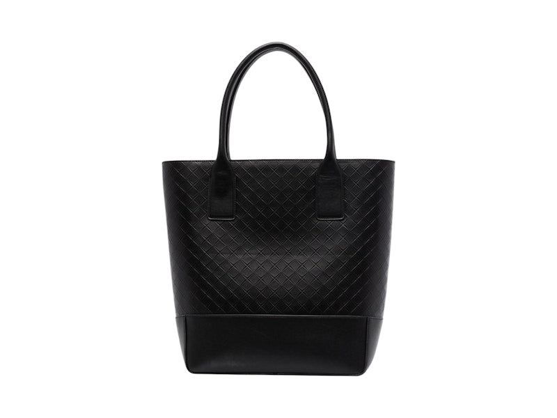 Bottega Veneta Intrecciato Embossed Leather Tote Bag Black