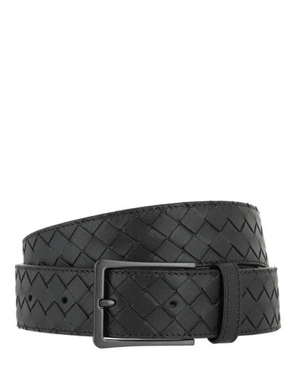 Bottega Veneta Intrecciato Leather Belt Nero