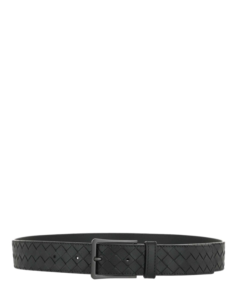 Bottega Veneta Intrecciato Leather Belt Nero