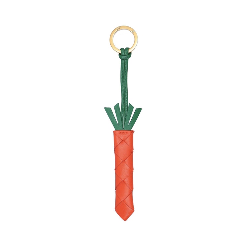 Bottega Veneta Intrecciato Nappa Keyring Orange/Green