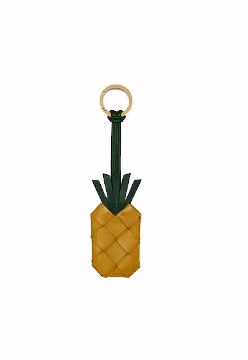 Bottega Veneta Intrecciato Pineapple Leather Keychain Yellow/Green