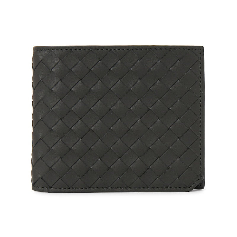 Bottega Veneta Intrecciato Short Wallet Khaki Gray