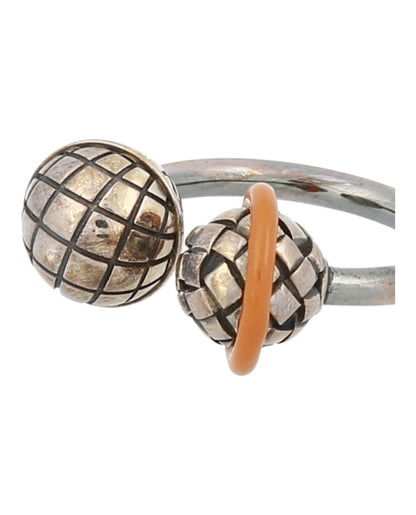 Bottega Veneta Intrecciato Silver Ring Orange