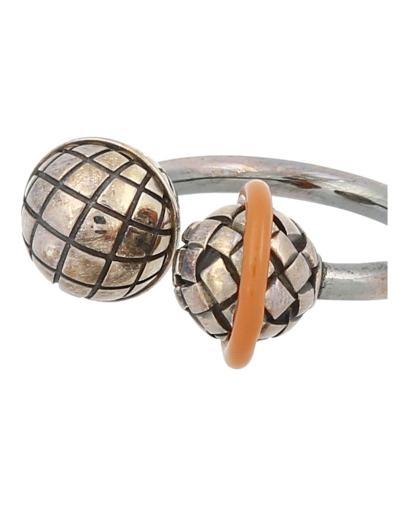 Bottega Veneta Intrecciato Silver Ring Orange