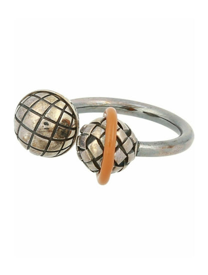 Bottega Veneta Intrecciato Silver Ring Orange