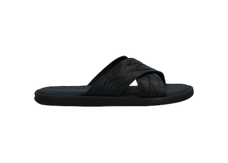 Bottega Veneta Intrecciato Slide Sandals Black