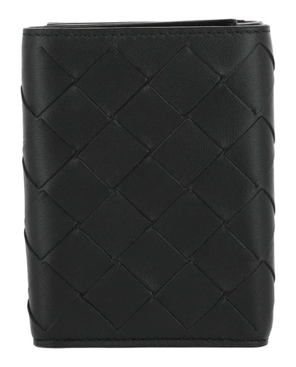 Bottega Veneta Intrecciato Trifold Wallet Black/Silver