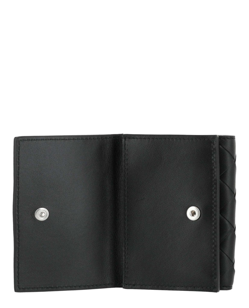 Bottega Veneta Intrecciato Trifold Wallet Black/Silver